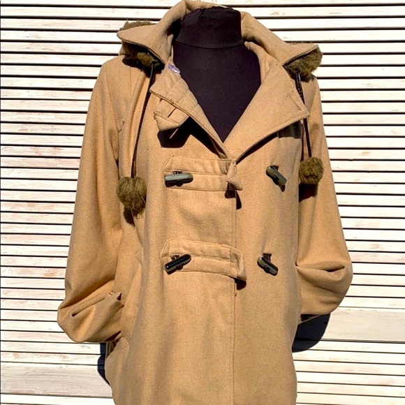 Paris Blues Tan Pea Coat Size -L - Picture 3 of 12